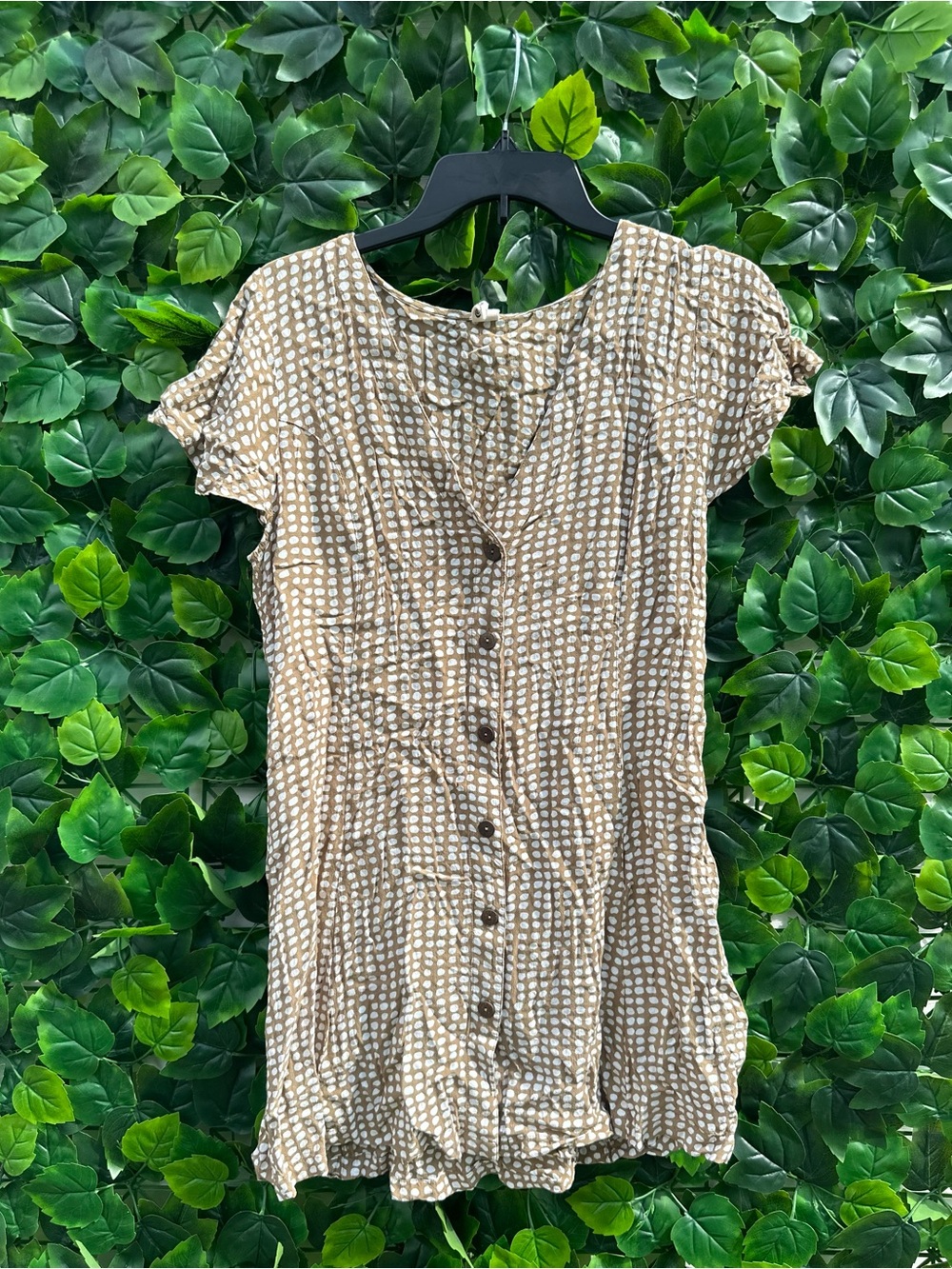 Women’s Brown Dot Button-Front Top